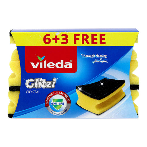 Vileda Glitzi Crystal Sponge Scourer, 9Pcs