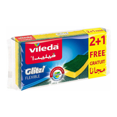 Vileda Glitzi fexible Sponge Scourer, 3Pcs