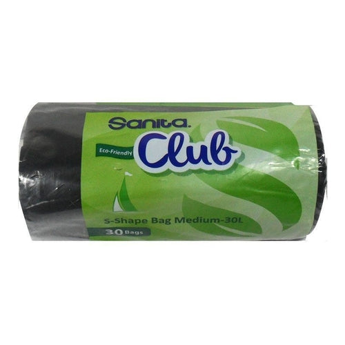 Sanita Club S-Shape Trash Bags, Eco Friendly, 30 Bags, 30L