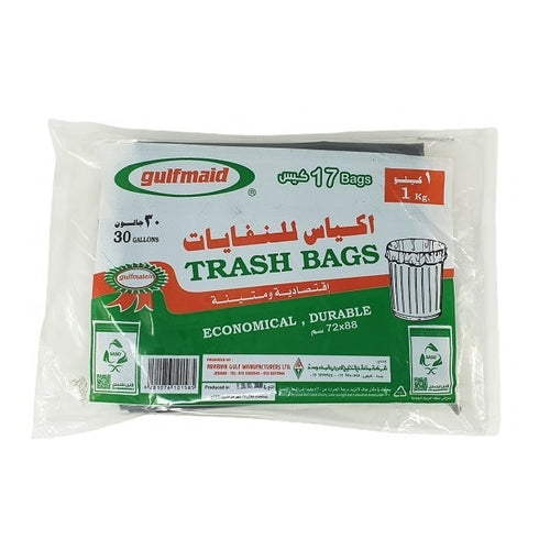 Gulfmaid Tie Trash Bags, 17 Bags, 88x72cm, 30Gal