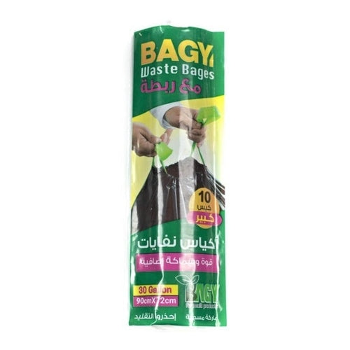 Bagy Tie Trash Bags, 10 Bags, 90x72cm, 30Gal