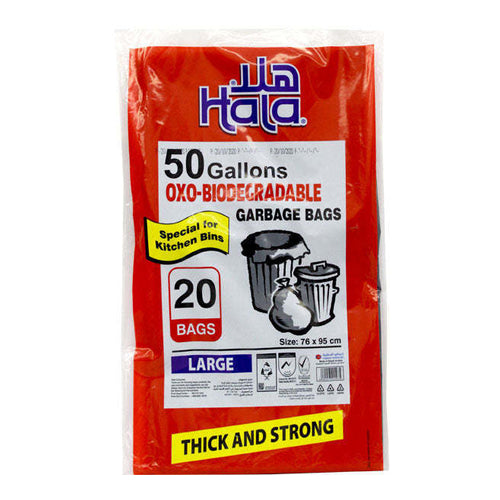 Hala Trash Bags, Eco Friendly, 20 Bags, 95x76cm, 50Gal