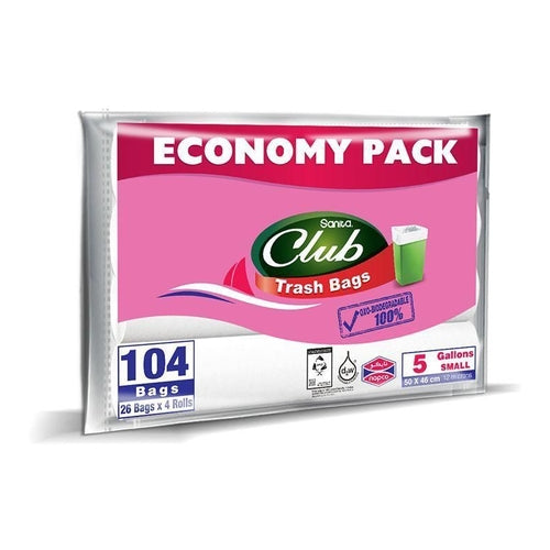 Sanita Club Trash Bags, 104 Bags, 50x46cm, 5Gal