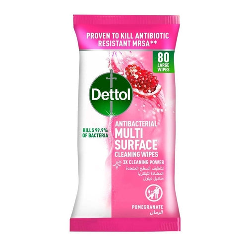 Dettol Disinfecting Surface Wet Wipes, Pomegranate, 80 wipes