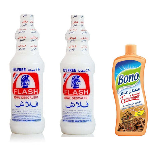 Flash Toilet Bowl Cleaner, 920ml x 2Pcs + Bono Floor Freshener, 700ml