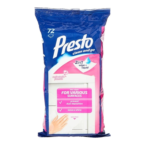 Presto Clean and Go Wet Wipes, 72 Wipes