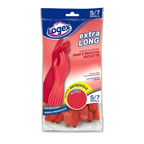 Logex Extra Long Latex Gloves, Red