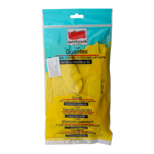 quickpack Rubber Gloves, Medium, Yellow