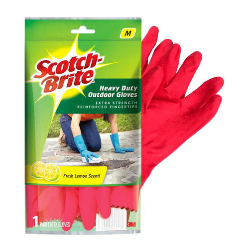 Scotch Brite Heavy Duty Gloves, Lemon Scent, Small, Red