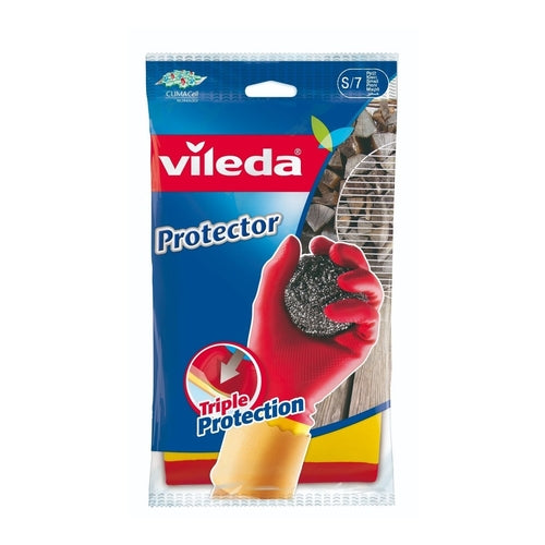 Vileda Protector Latex Gloves, Triple Protection, Small