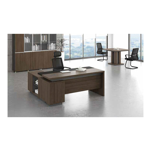 L-Shaped Wooden Executive Office Desk with Drawer