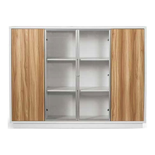 Office Wooden Bookcase, 4 Doors, L180 x W40 x H135cm