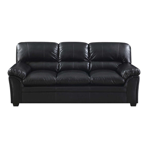 3 Seaters Contemporary Sofa PU Upholstery, Black