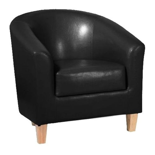 1 Seater Contemporary Sofa PU Upholstery, Black