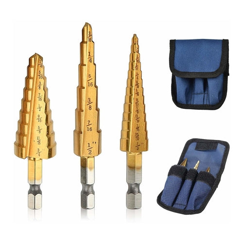 Comoware Step Drill Bit Set, Titanium Coated, 3Pcs