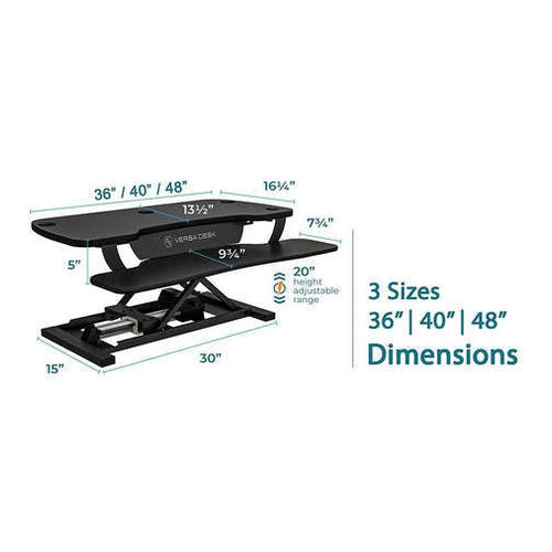 VERSADESK PowerPro Standing Desk Converter, Electric Height Adjustment, Black