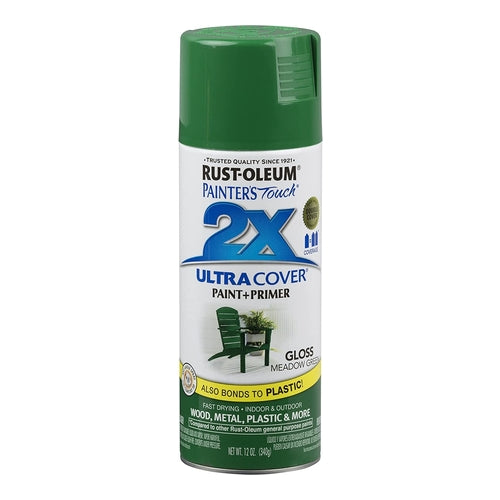 Rust-Oleum Ultra Cover Paint + Primer Spray, Gloss Meadow Green, 12Oz