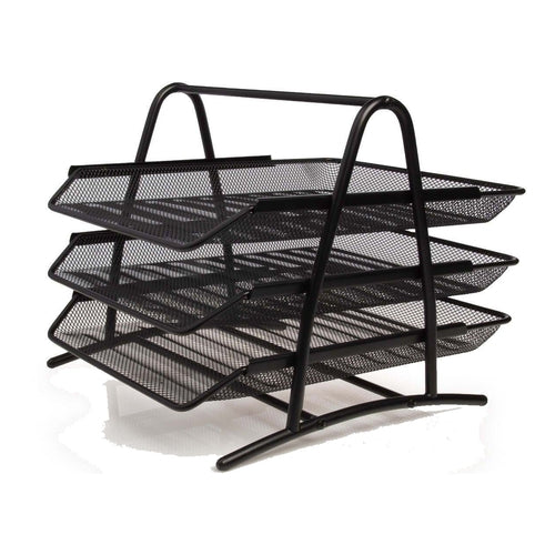 Mesh Metal Desktop File Organizer, Black