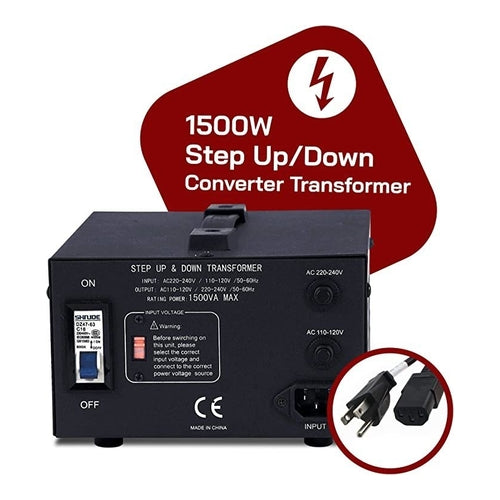 LiteFuze Step Up&Down Transformer Voltage Converter, 1500W,  110v to 220v / 220v to 110v, LT-1500