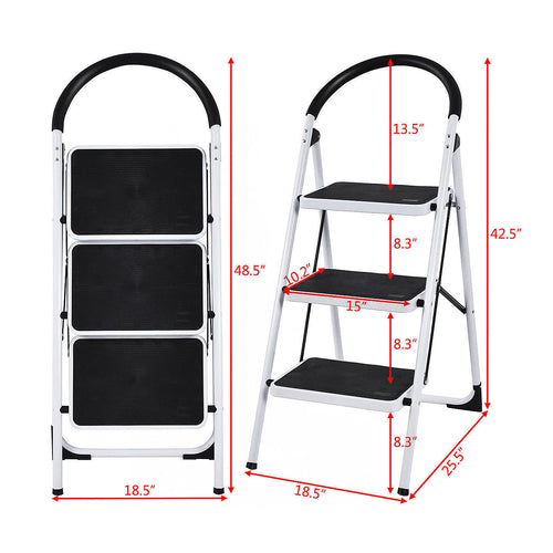 3-Steps Ladder Folding Step Stool, 330 lbs Capacity