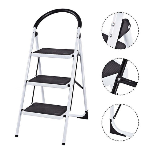 3-Steps Ladder Folding Step Stool, 330 lbs Capacity