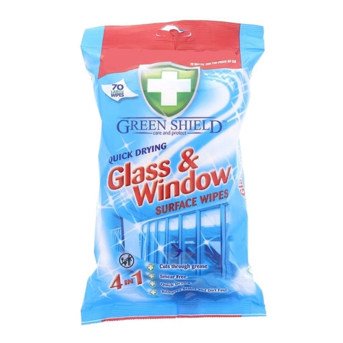 Green Shield Glass & Window Surface Wipes, 70 Wipes