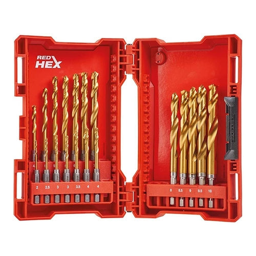 Milwaukee Red Hex Shockwave HSS-Tin Metal Drill Bits Set