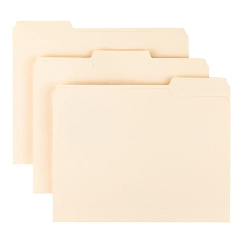 File Folder, Straight-Cut Tab, Letter Size, Manila, Box of 100