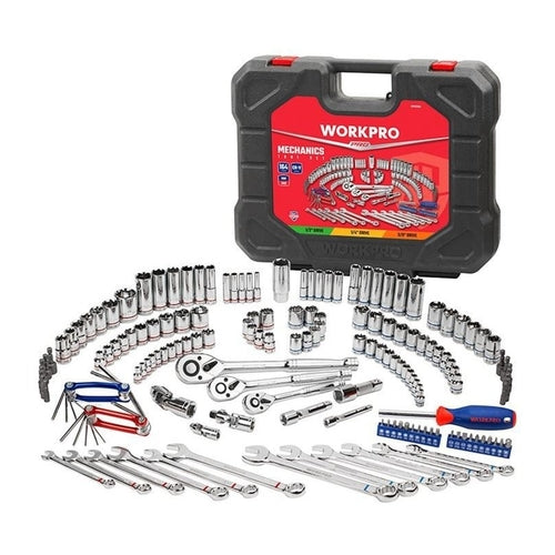 WORKPRO 164Pcs Automotive Tool Kit, 1/4 + 1/2 + 3/8" Drive, WP202530