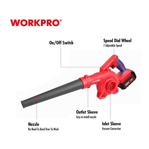 WORKPRO 20V Coordless Blower & Vaccum, 7 Speeds, WP394000