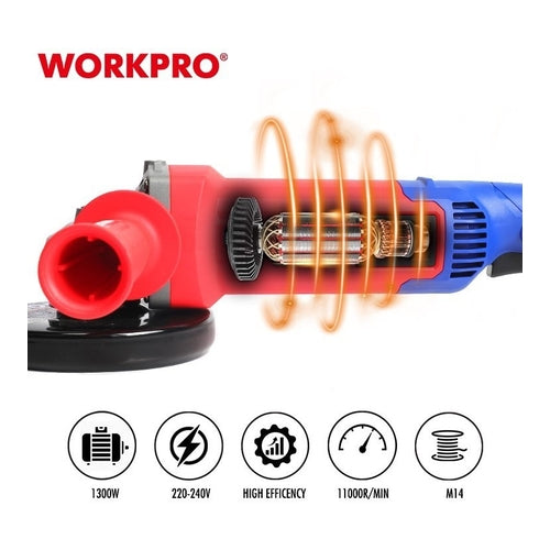 WORKPRO 125mm Professional Angle Grinder, 1300W, WP472001