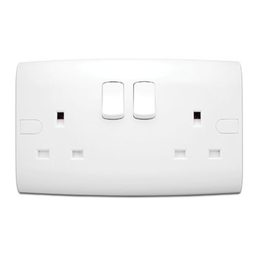 AlFanar Switched 3-pin Socket, 13A, 220V, 2 Gang, White