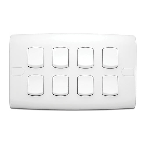 AlFanar 1 Way 8 Gangs Switch, 10A, 220V, White