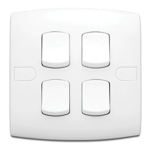 AlFanar 2 Way 4 Gang Switch, 10A, 220V, White